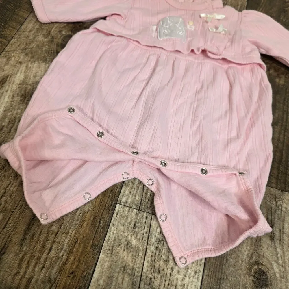 Vintage Romper Pink Teddy Bear One Piece Size 6
